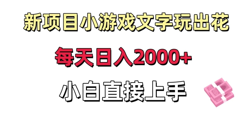 新项目小游戏文字玩出花日入2000+，每天只需一小时，小白直接上手【揭秘】-最全项目网
