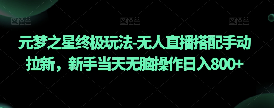 元梦之星终极玩法-无人直播搭配手动拉新，新手当天无脑操作日入800+【揭秘】-最全项目网