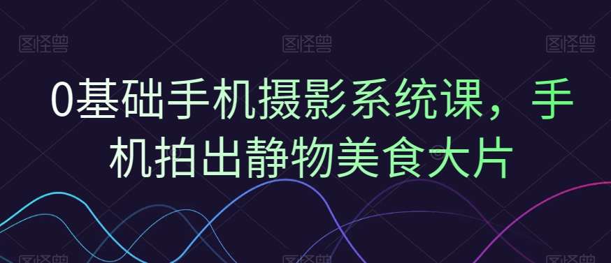 0基础手机摄影系统课，手机拍出静物美食大片-最全项目网