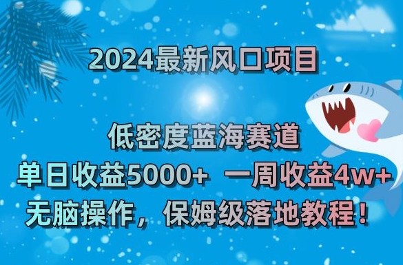 2024最新风口项目，低密度蓝海赛道，单日收益5000+，一周收益4w+！【揭秘】-最全项目网