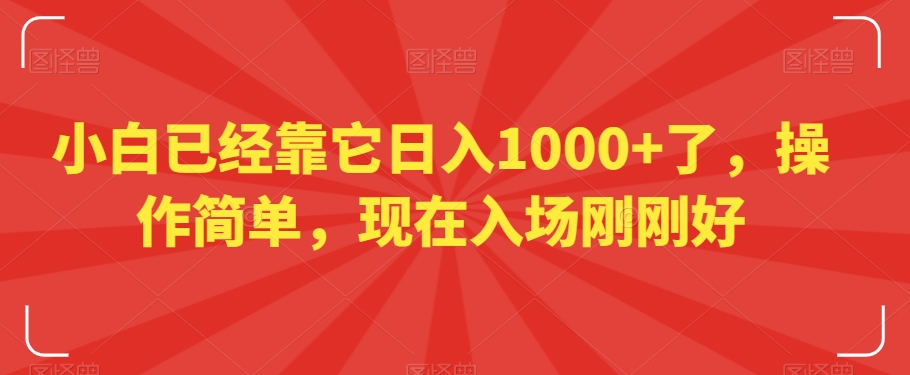 小白已经靠它日入1000+了，操作简单，现在入场刚刚好【揭秘】-最全项目网