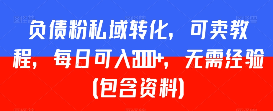 负债粉私域转化，可卖教程，每日可入2000+，无需经验（包含资料）【揭秘】-最全项目网