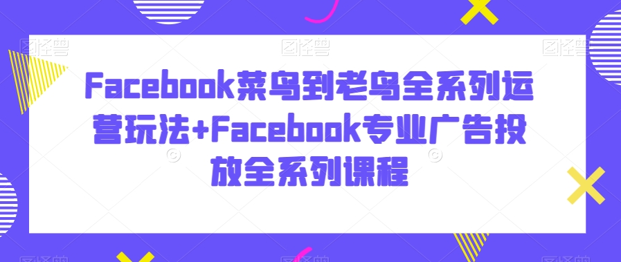 Facebook菜鸟到老鸟全系列运营玩法+Facebook专业广告投放全系列课程-最全项目网