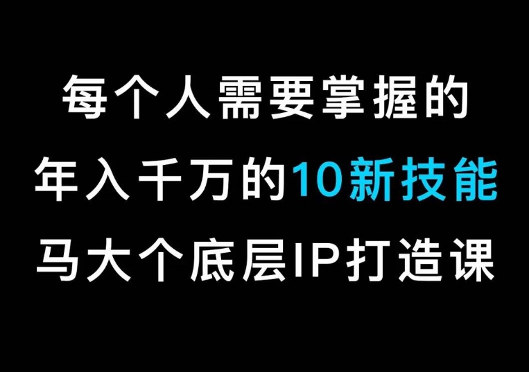 马大个的IP底层逻辑课，​每个人需要掌握的年入千万的10新技能，约会底层IP打造方法！-最全项目网