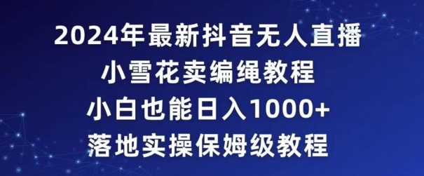 2024年抖音最新无人直播小雪花卖编绳项目，小白也能日入1000+落地实操保姆级教程【揭秘】-最全项目网