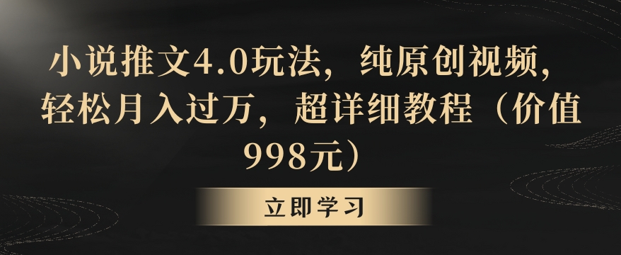 小说推文4.0玩法，纯原创视频，轻松月入过万，超详细教程（价值998元）【揭秘】-最全项目网