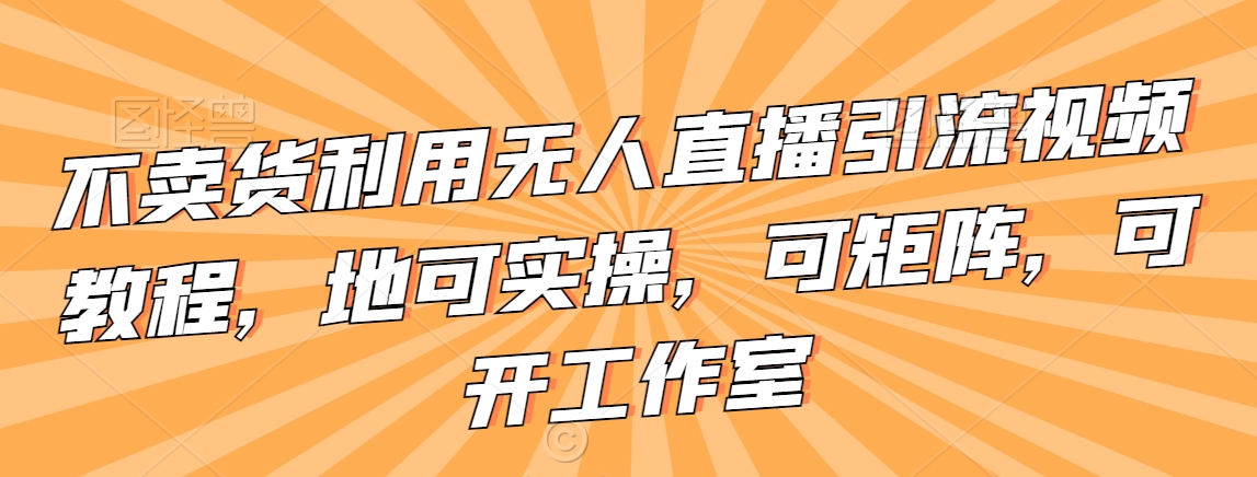 不卖货利用无人直播引流视频教程，地可实操，可矩阵，可开工作室【揭秘】-最全项目网