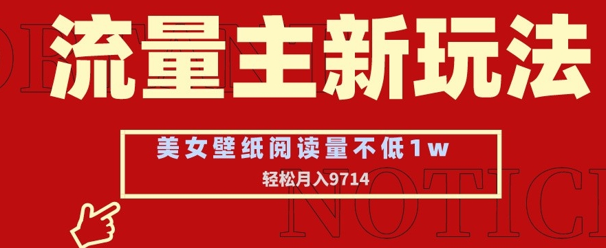 流量主新玩法，美女壁纸和头像，阅读量不低于1w，月入9741【揭秘】-最全项目网