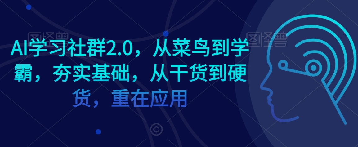 AI学习社群2.0，从菜鸟到学霸，夯实基础，从干货到硬货，重在应用-最全项目网