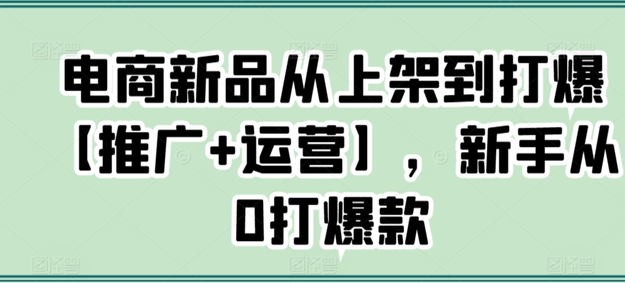 电商新品从上架到打爆【推广+运营】，新手从0打爆款-最全项目网