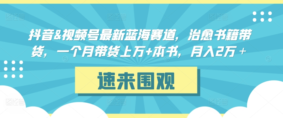 抖音&视频号最新蓝海赛道，治愈书籍带货，一个月带货上万+本书，月入2万＋【揭秘】-最全项目网