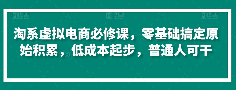 淘系虚拟电商必修课，零基础搞定原始积累，低成本起步，普通人可干-最全项目网