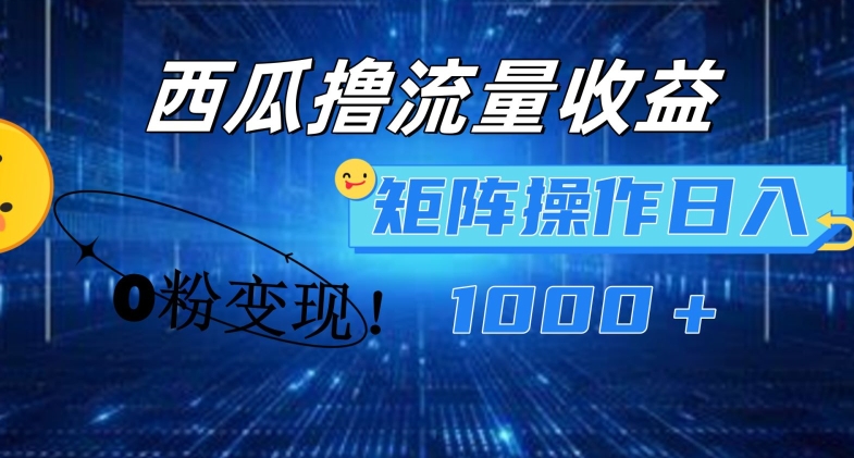 西瓜视频撸流量，简单上手，0粉变现矩阵操作，日入1000+【揭秘】-最全项目网
