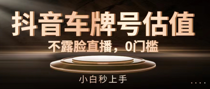 抖音车牌号估值，不露脸直播，0门槛，小白秒上手【揭秘】-最全项目网