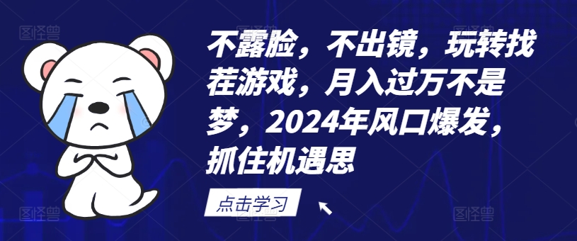 不露脸，不出镜，玩转找茬游戏，月入过万不是梦，2024年风口爆发，抓住机遇【揭秘】-最全项目网