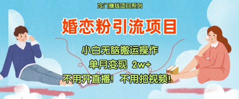 小红书婚恋粉引流，不用开直播，不用拍视频，不用做交付【揭秘】-最全项目网
