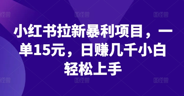 小红书拉新暴利项目，一单15元，日赚几千小白轻松上手【揭秘】-最全项目网