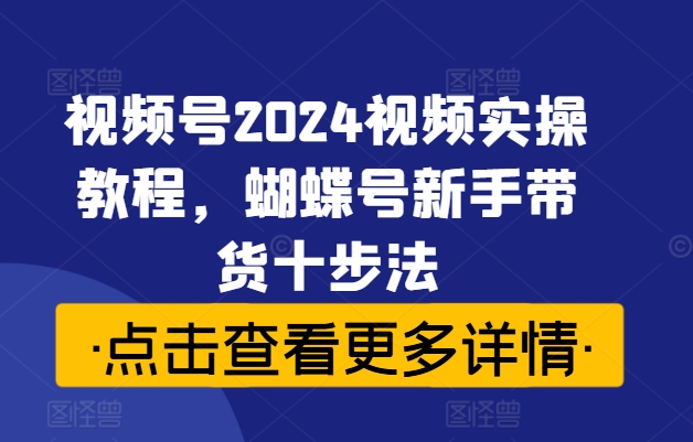 视频号2024视频实操教程，蝴蝶号新手带货十步法-最全项目网