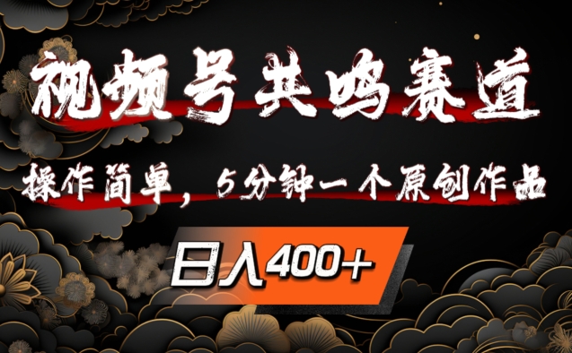 视频号共鸣赛道，操作简单，5分钟1个原创作品，日入几张【揭秘】-最全项目网