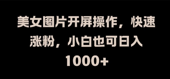美女图片开屏操作，快速涨粉，小白也可日入1k【揭秘】-最全项目网