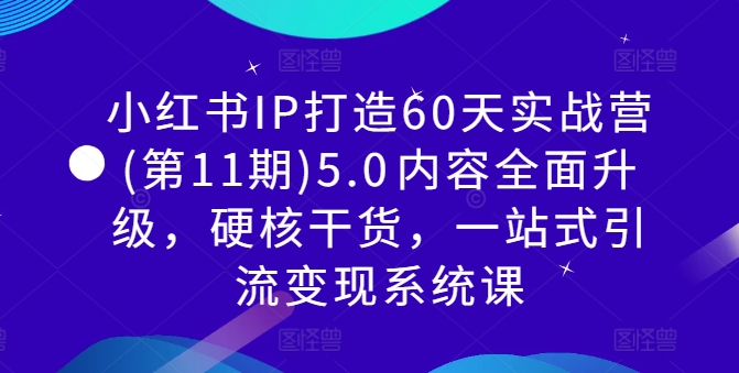 小红书IP打造60天实战营(第11期)5.0​内容全面升级，硬核干货，一站式引流变现系统课-最全项目网