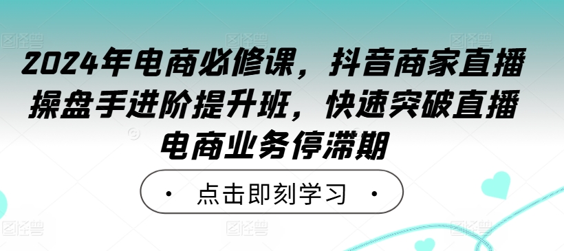 2024年电商必修课，抖音商家直播操盘手进阶提升班，快速突破直播电商业务停滞期-最全项目网
