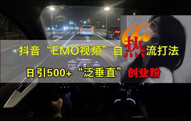 抖音EMO视频自热打法，日引500+“泛垂直”创业粉-最全项目网