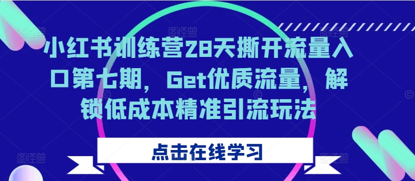 小红书训练营28天撕开流量入口第七期，Get优质流量，解锁低成本精准引流玩法-最全项目网