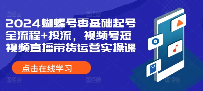 2024蝴蝶号零基础起号全流程+投流，视频号短视频直播带货运营实操课-最全项目网