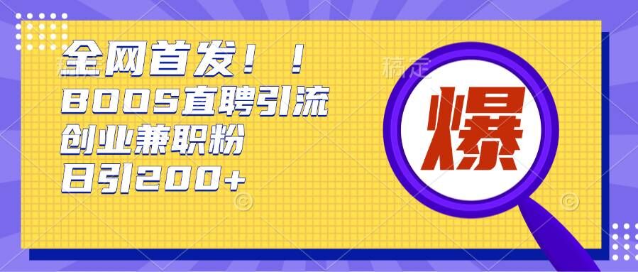 通过Boss直聘，每天轻松钓到200+多条创业大鱼的秘籍【揭秘】-最全项目网
