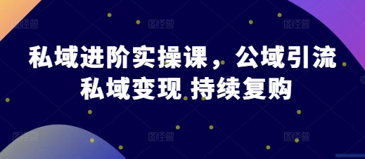 私域进阶实操课，公域引流 私域变现 持续复购-最全项目网