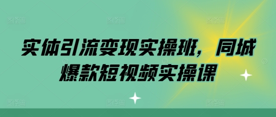 实体引流变现实操班，同城爆款短视频实操课-最全项目网