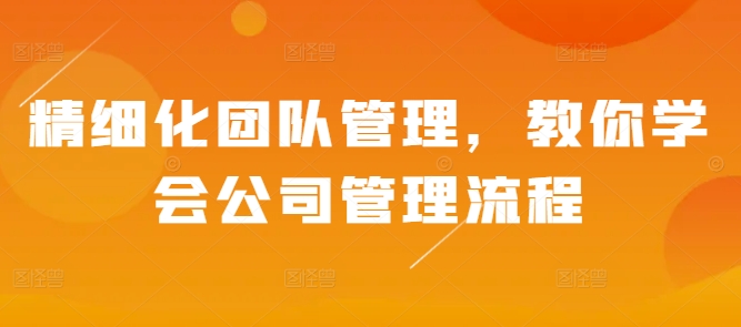 精细化团队管理，教你学会公司管理流程-最全项目网