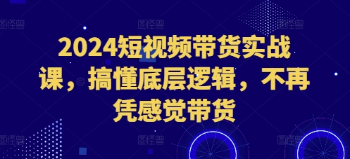2024短视频带货实战课，搞懂底层逻辑，不再凭感觉带货-最全项目网