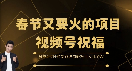 春节又要火的项目视频号祝福，分成计划+带货双收益，轻松月入几个W【揭秘】-最全项目网