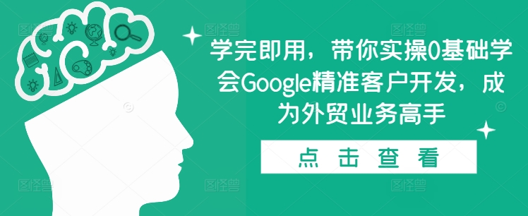 学完即用，带你实操0基础学会Google精准客户开发，成为外贸业务高手-最全项目网