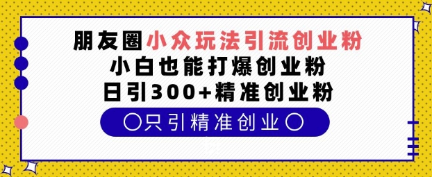 朋友圈小众玩法引流创业粉，小白也能打爆创业粉，日引300+精准创业粉【揭秘】-最全项目网