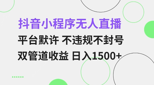 抖音小程序无人直播 平台默许 不违规不封号 双管道收益 日入多张 小白也能轻松操作【仅揭秘】-最全项目网