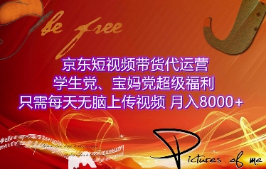 京东短视频带货代运营，学生党、宝妈党超级福利，只需每天无脑上传视频，月入8000+【仅揭秘】-最全项目网