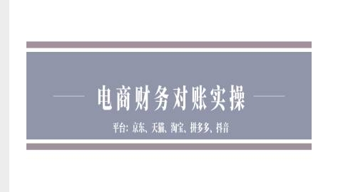 电商财务对账实操-京东天猫淘宝拼多多抖音电商财务对账-最全项目网