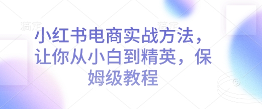 小红书电商实战方法，让你从小白到精英，保姆级教程-最全项目网