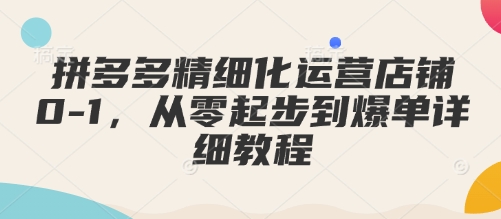 拼多多精细化运营店铺0-1，从零起步到爆单详细教程-最全项目网