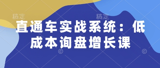 直通车实战系统：低成本询盘增长课，让个人通过技能实现升职加薪，让企业低成本获客，订单源源不断-最全项目网