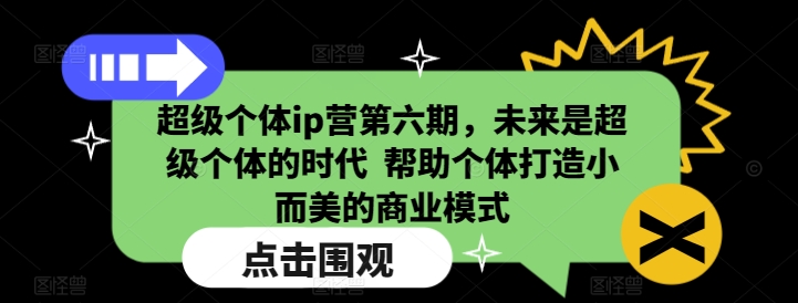 超级个体ip营第六期，未来是超级个体的时代  帮助个体打造小而美的商业模式-最全项目网