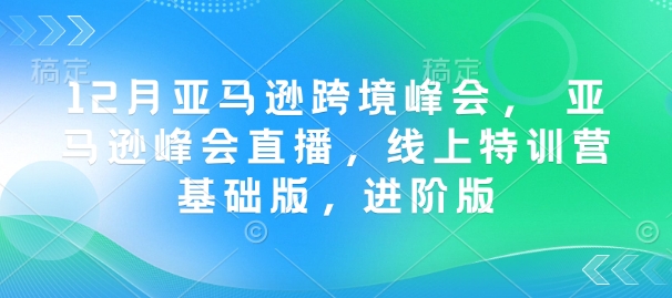12月亚马逊跨境峰会， 亚马逊峰会直播，线上特训营基础版，进阶版-最全项目网