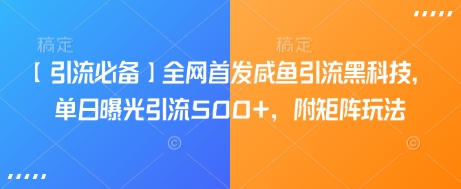 【引流必备】全网首发咸鱼引流黑科技，单日曝光引流500+，附矩阵玩法【揭秘】-最全项目网