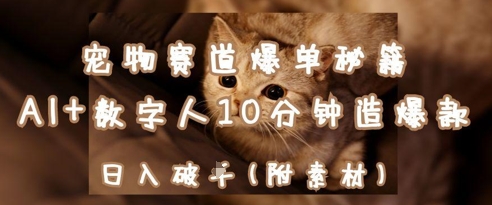 宠物赛道爆单秘籍：AI+数字人10分钟造爆款，日入1k-最全项目网