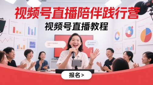 视频号直播陪伴践行营，视频号直播教程-最全项目网
