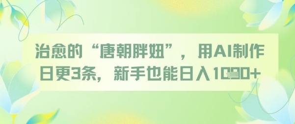 治愈的“唐朝胖妞”，用AI制作日更3条，新手也能日入多张-最全项目网