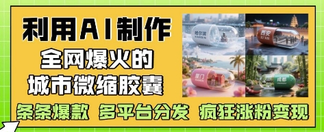 利用AI制作全网爆火的城市微缩胶囊，条条爆款， 多平台分发，疯狂涨粉变现-最全项目网